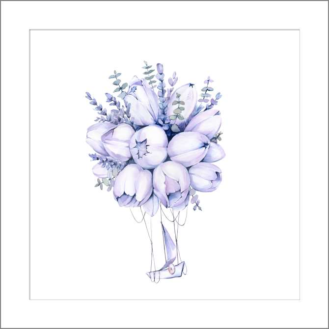 Картины на холсте Фиолетовый цветочный воздушный шар и корабль