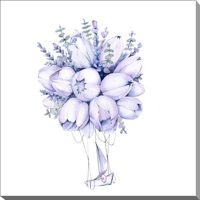 Paintings on canvas Purple Flower Balloon and Ship