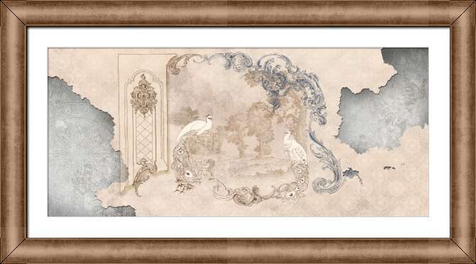 Картины на холсте Павлины и фон с узорами