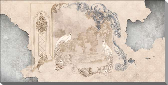 Картины на пластике, пеноркартоне Павлины и фон с узорами