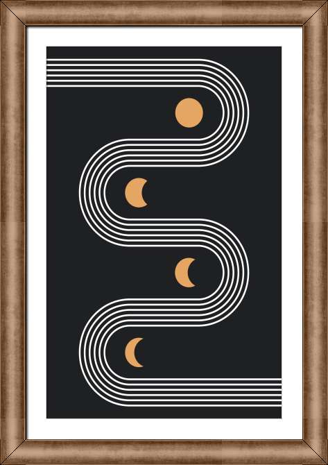 Картины на холсте Абстракция луна и солнце на темном фоне