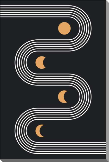 Картины на пластике, пеноркартоне Абстракция луна и солнце на темном фоне