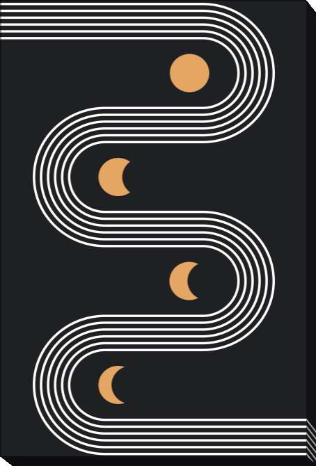 Картины на холсте Abstraction of the moon and the sun on a dark background