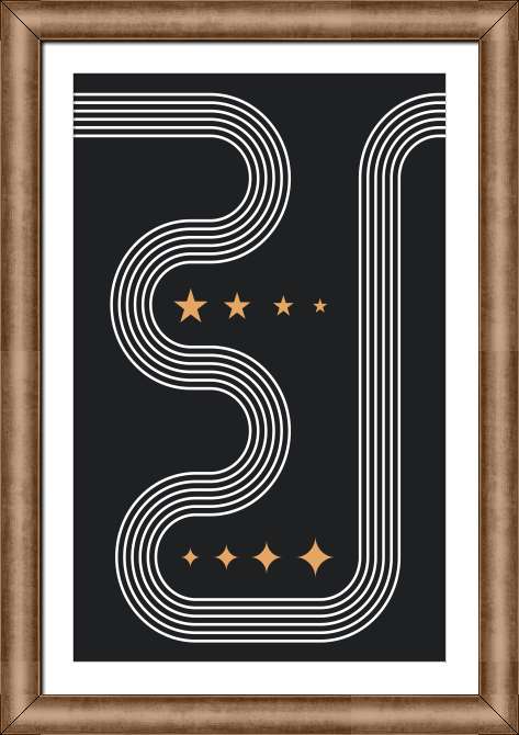 Картины на холсте Линейная абстракция на темном фоне звездами