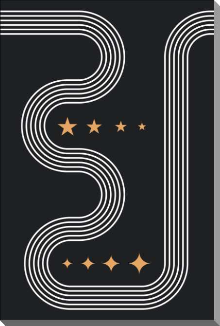 Картины на пластике, пеноркартоне Линейная абстракция на темном фоне звездами