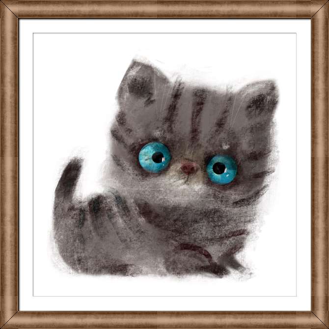 Reproductions of paintings Cute striped kitten with blue eyes