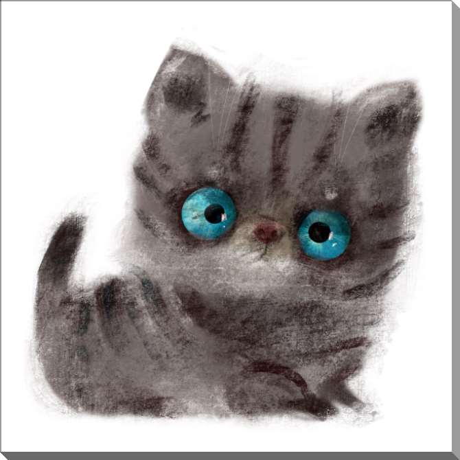 Картины на пластике, пеноркартоне Милый полосатый котёнок с голубыми глазами