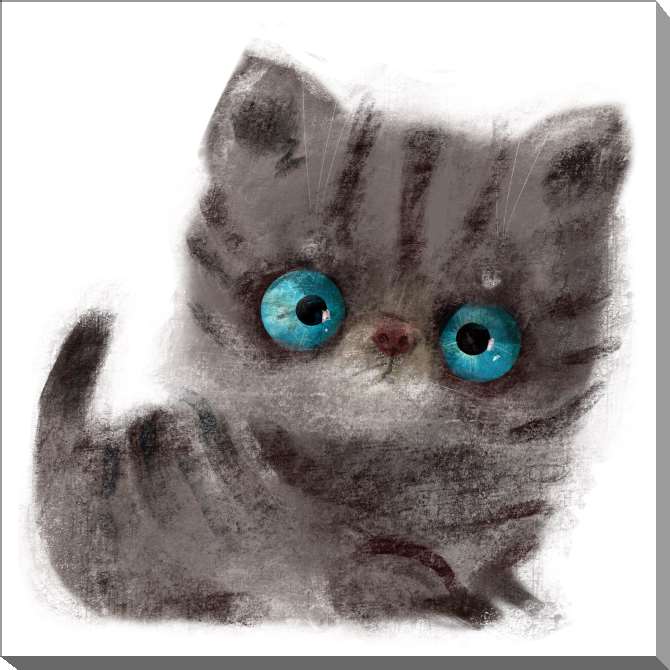 Картины на холсте Cute striped kitten with blue eyes