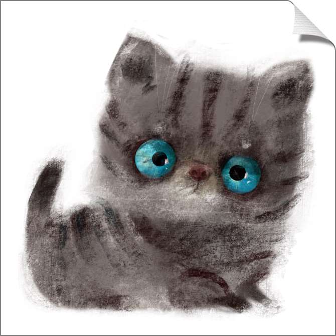 Картины на холсте Милый полосатый котёнок с голубыми глазами