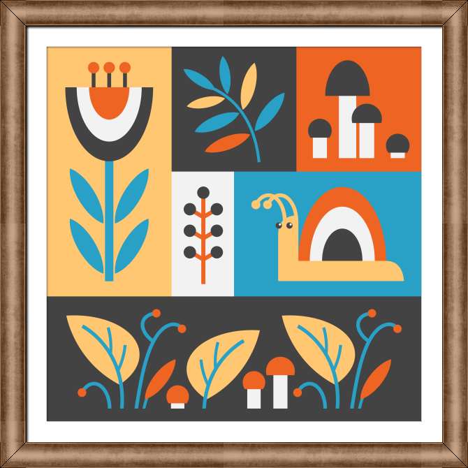 Репродукции картин Color composition with snail and mushrooms