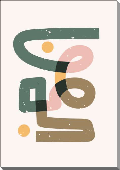 Картины на пластике, пеноркартоне Бежево-зеленая абстракция хаотичной линии