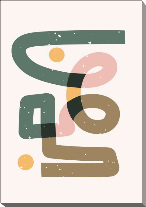 Картины на холсте Beige-green abstraction of a chaotic line