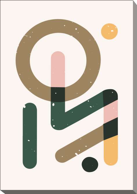 Картины на холсте Beige-green abstraction with lines and a circle