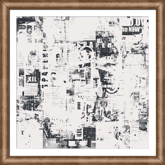 Reproductions of paintings Prints of newspaper text on a light background