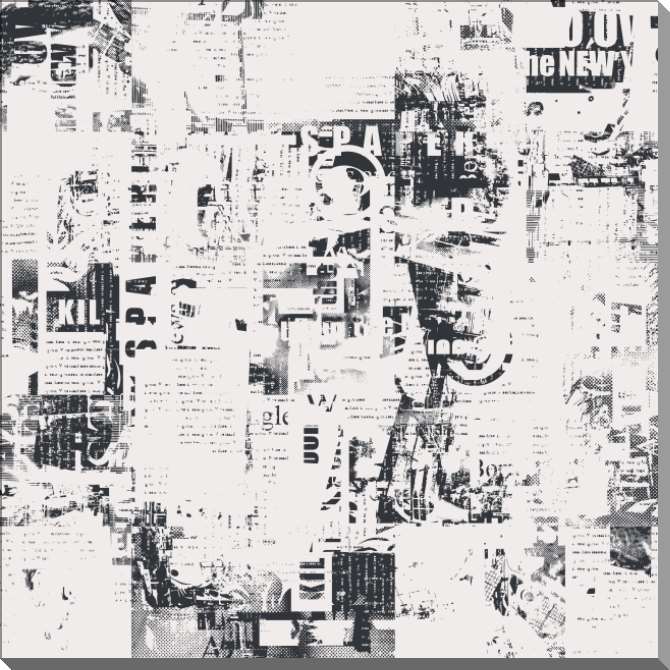 Картины на пластике, пеноркартоне Отпечатки газетного текста на светлом фоне