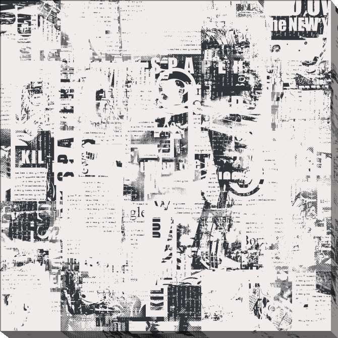 Картины на холсте Prints of newspaper text on a light background