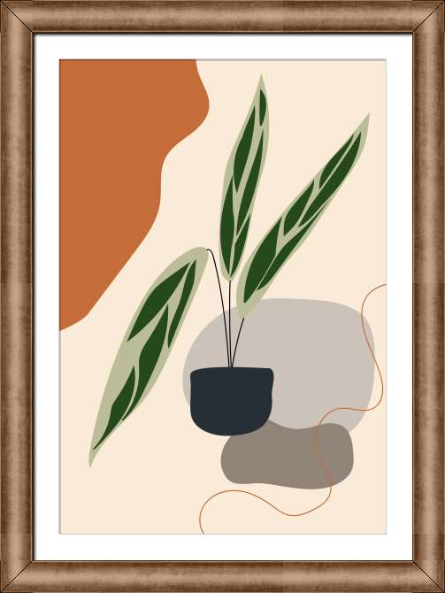 Reproductions of paintings The abstraction of a potted plant is minimalistic