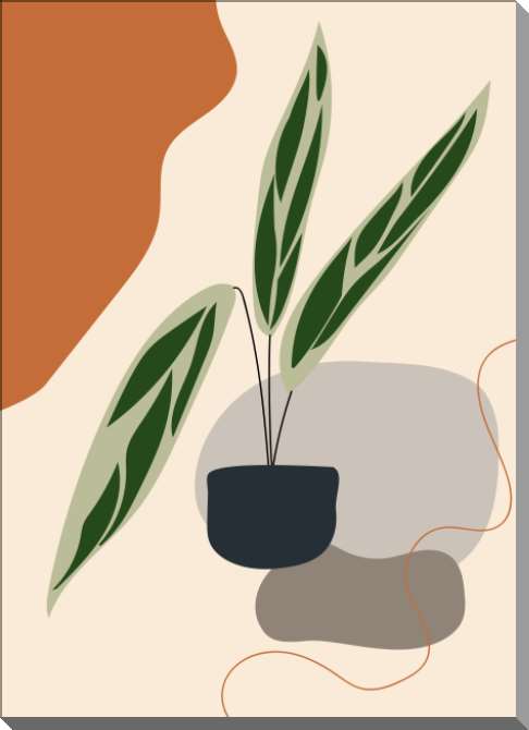 Картины на пластике, пеноркартоне Минималистична абстракция растения в горшке
