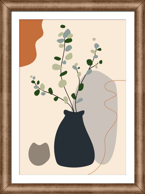 Reproductions of paintings The abstraction of green branches in a vase is minimalistic