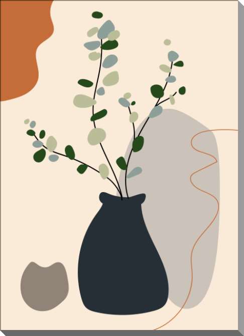 Картины на пластике, пеноркартоне Минималистична абстракция зеленые ветки в вазе