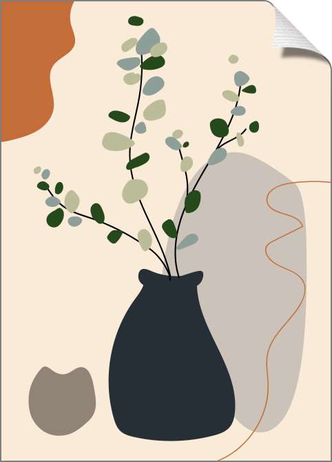 Картины на холсте Минималистична абстракция зеленые ветки в вазе