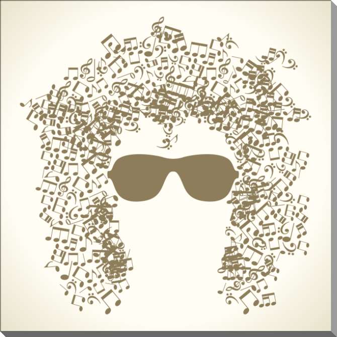 Картины на пластике, пеноркартоне Лицо с прической из музыкальных нот