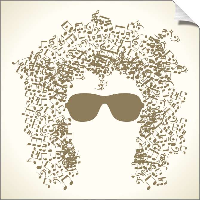 Картины на холсте Лицо с прической из музыкальных нот