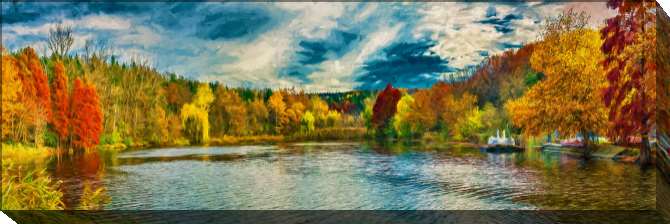 Paintings on canvas Digital autumn landscape of a forest lake