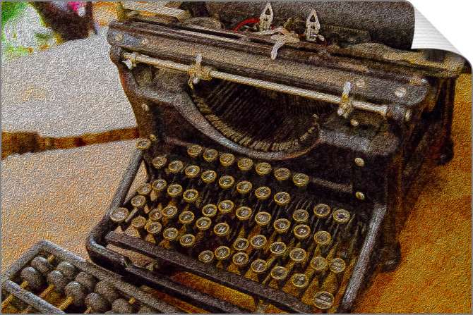 Картины на холсте Счеты и печатная машинка