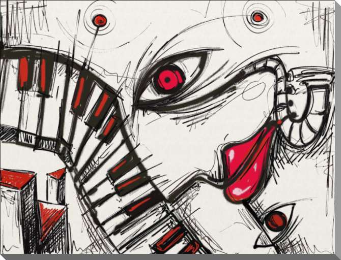 Картины на пластике, пеноркартоне Цифровая музыкальная абстракция