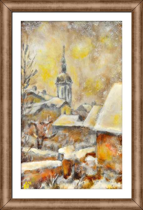 Репродукции картин Snow-covered roofs of a winter city