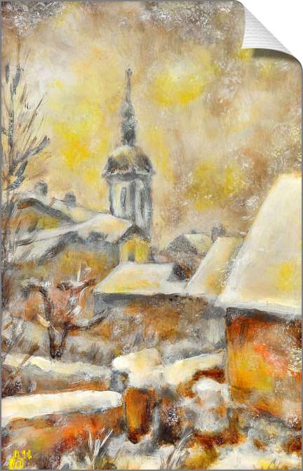 Картины на холсте Заснеженные крыши зимнего города