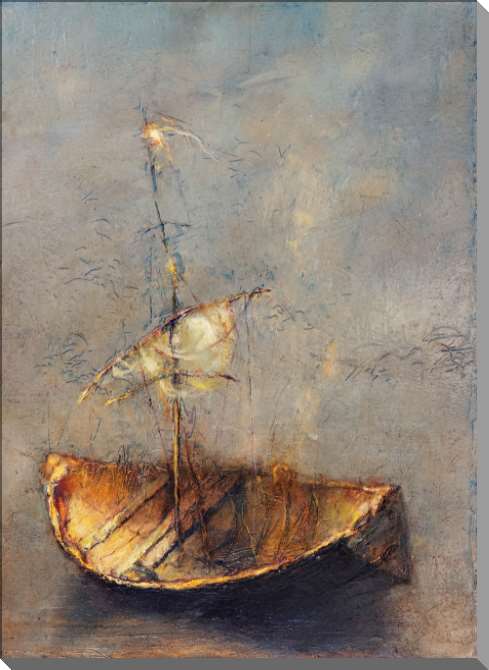 Картины на пластике, пеноркартоне Рыбацкая лодка на берегу