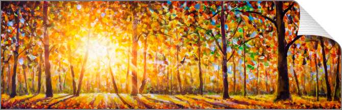 Картины на холсте Осенний живописный пейзаж в теплой гамме