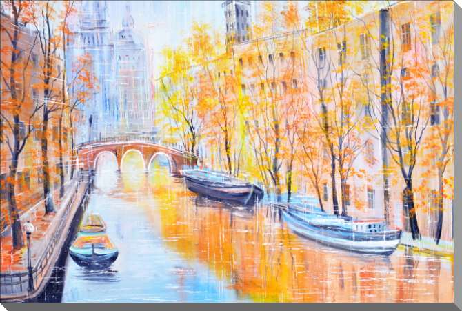 Картины на пластике, пеноркартоне Городской осенний пейзаж