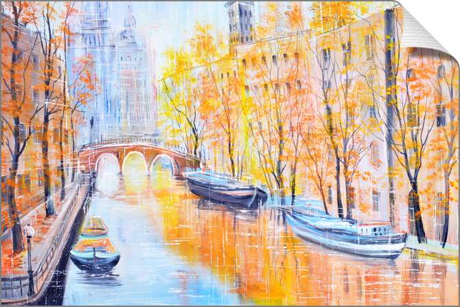 Картины на холсте Городской осенний пейзаж