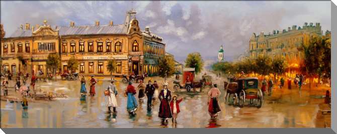 Картины на пластике, пеноркартоне Панорама улицы старинного европейского города