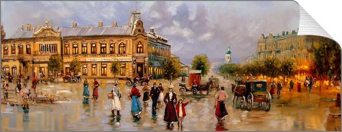 Картины на холсте Панорама улицы старинного европейского города