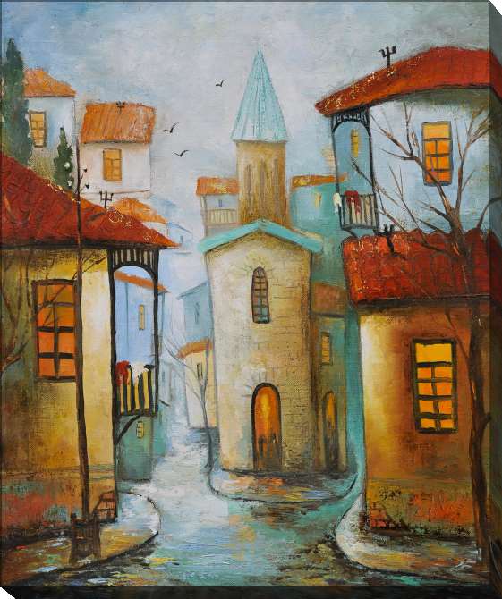 Картины на холсте Colorful houses of the old town