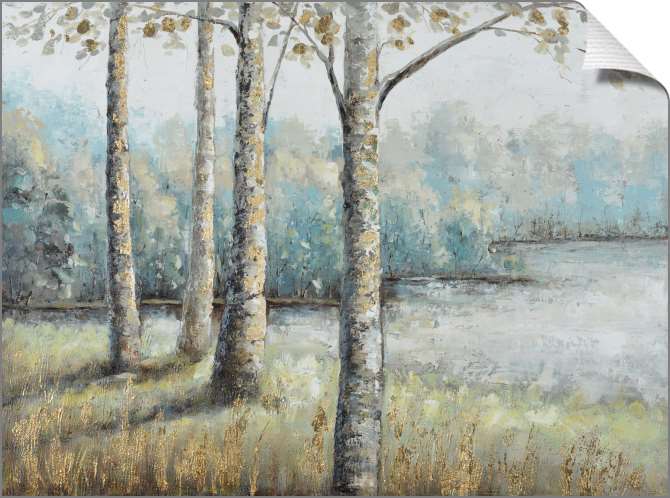 Картины на холсте Березовая роща у озера