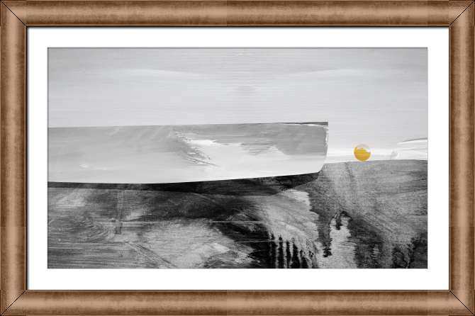 Репродукции картин Черно-белая композиция с желтым кругом