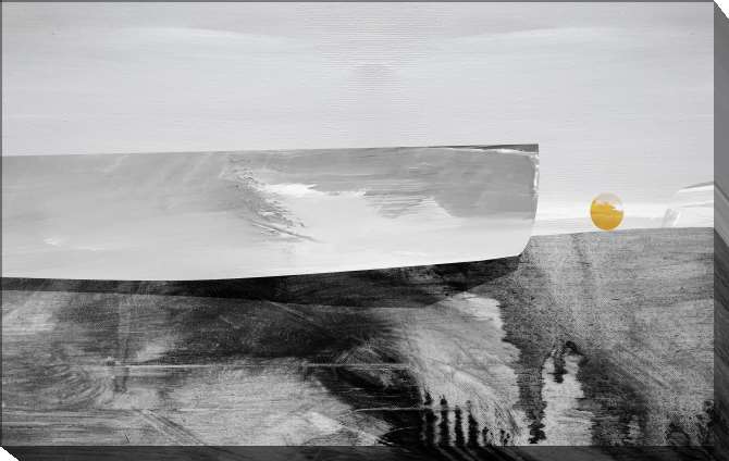 Paintings on canvas Black and white composition with a yellow circle