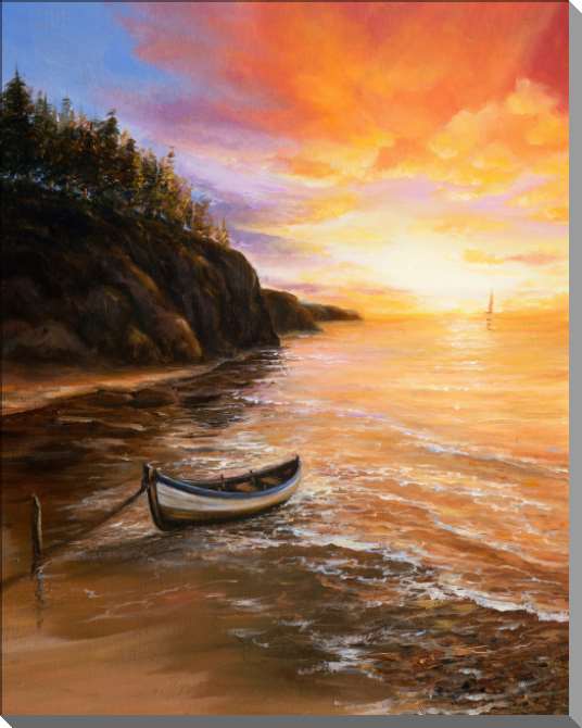 Картины на пластике, пеноркартоне Закат над океаном