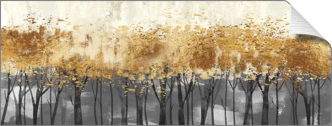 Картины на фотобумаге Серые деревья с золотой кроной