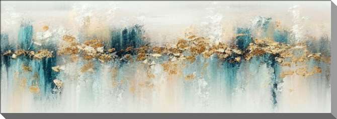 Картины на пластике, пеноркартоне Абстрактная сине-золотая живопись