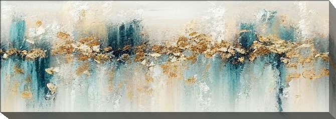 Paintings on canvas Abstract blue and gold painting