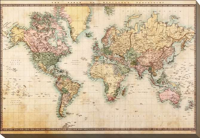 Paintings on canvas Mercator Projection Map 1860