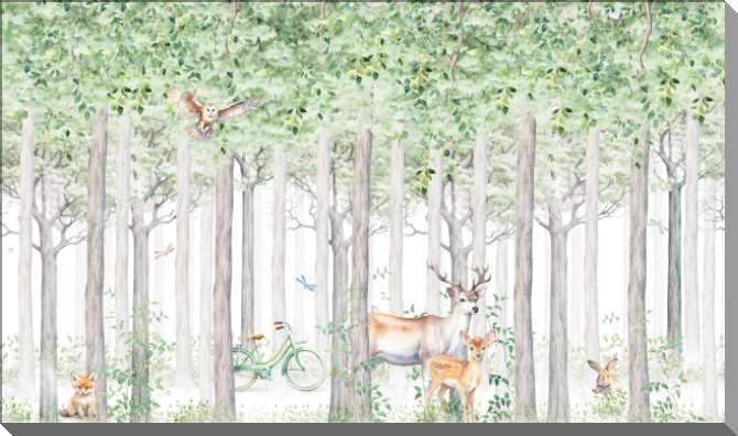 Картины на пластике, пеноркартоне Летний лес с животными