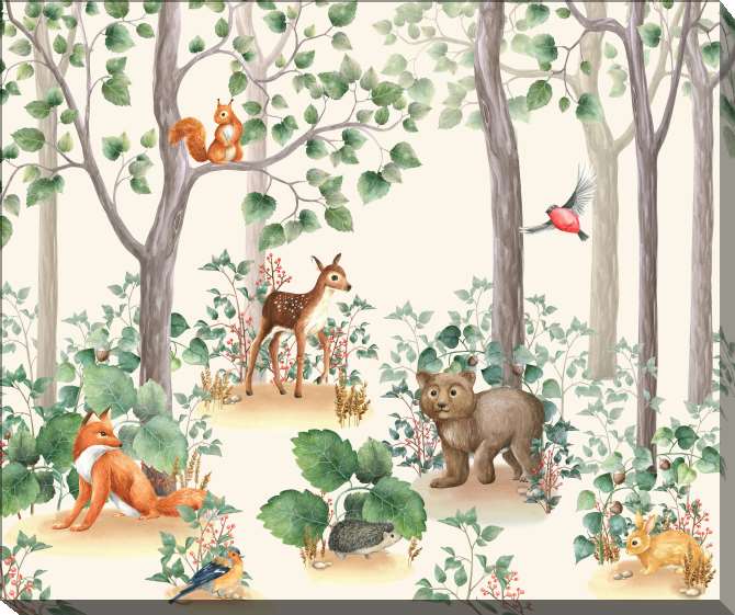 Paintings on canvas Forest animals in watercolor style