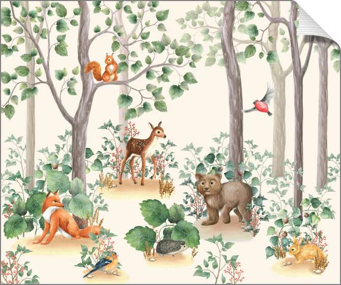 Картины на холсте Лесные животные в акварельном стиле